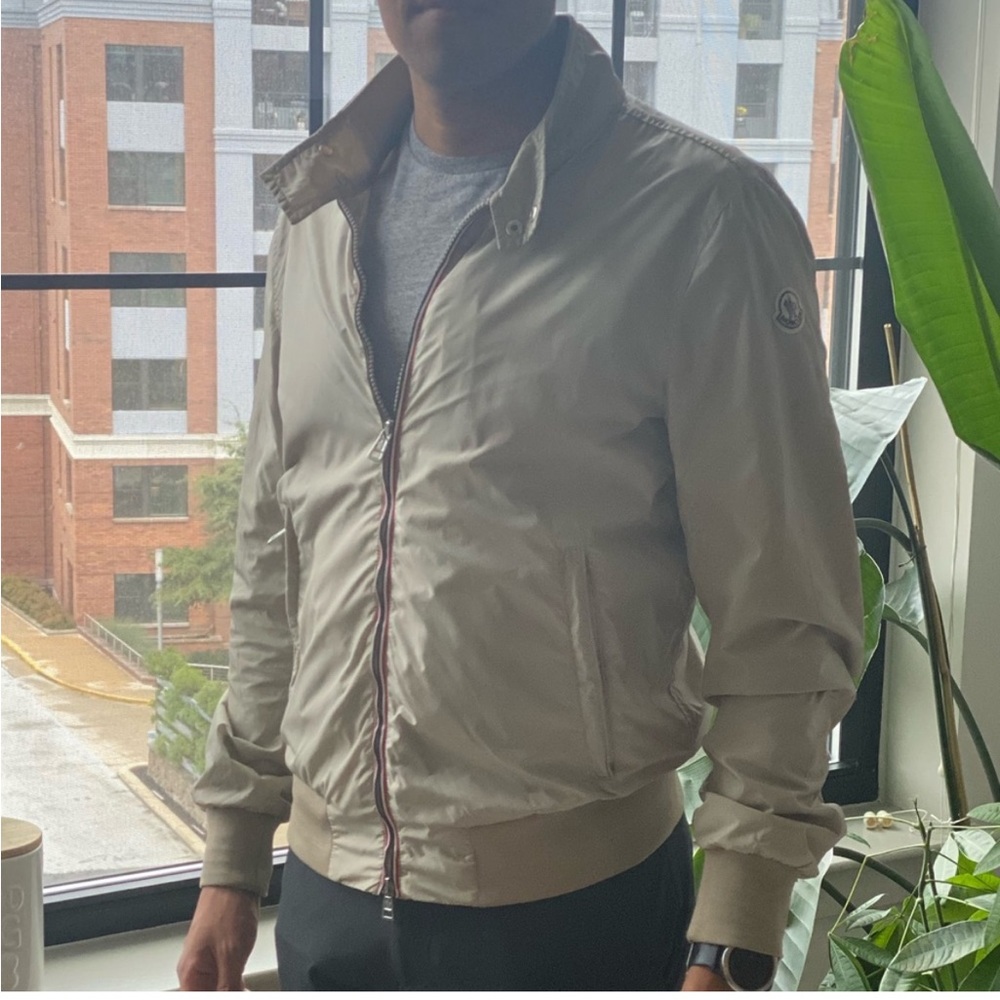 Moncler Men’s Reppe Snap Tab Jacket in Beige (Small)